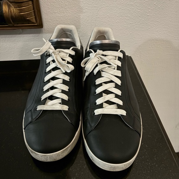 Dolce & Gabbana Portofino Leather Sneakers Black/White Size 13